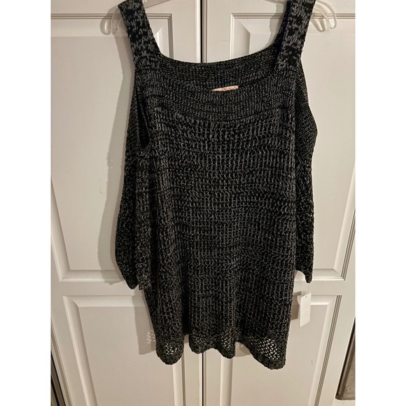 Gibson Latimer 2X Black White Cold Shoulder Knit Sweater LP6446YAZW NWT Plus Sze - Picture 2 of 8